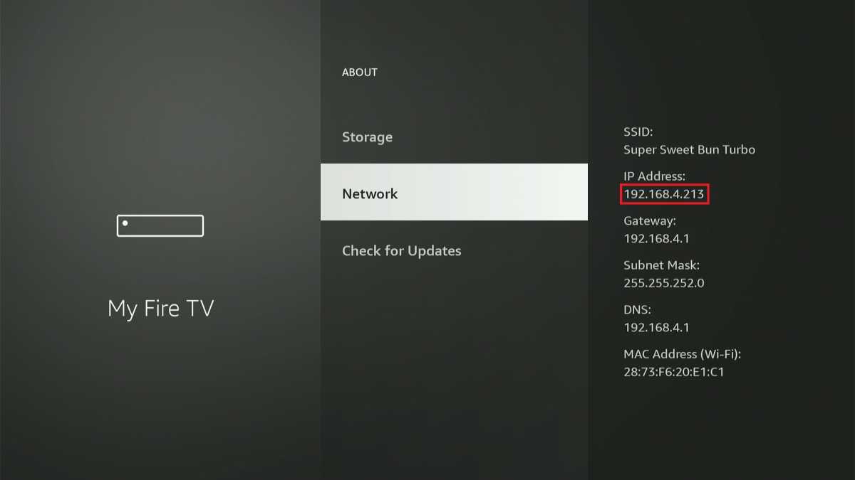 Encontrar la dirección IP en Fire TV