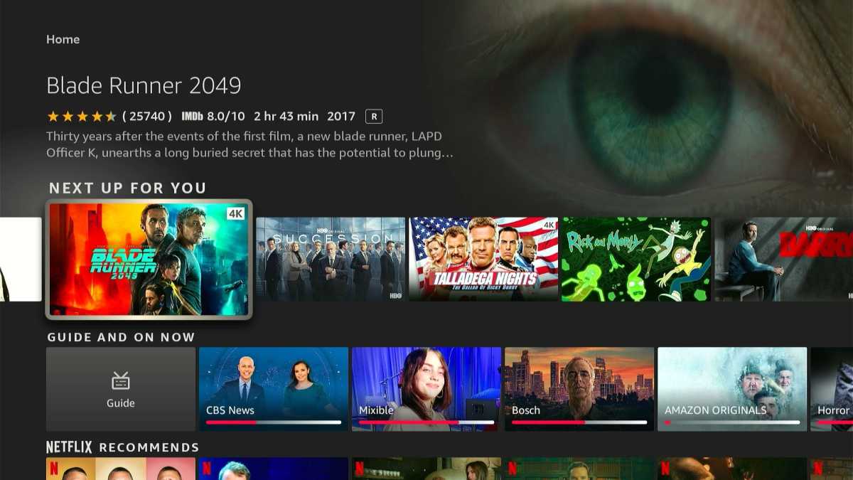 Fire TV home screen recommendations