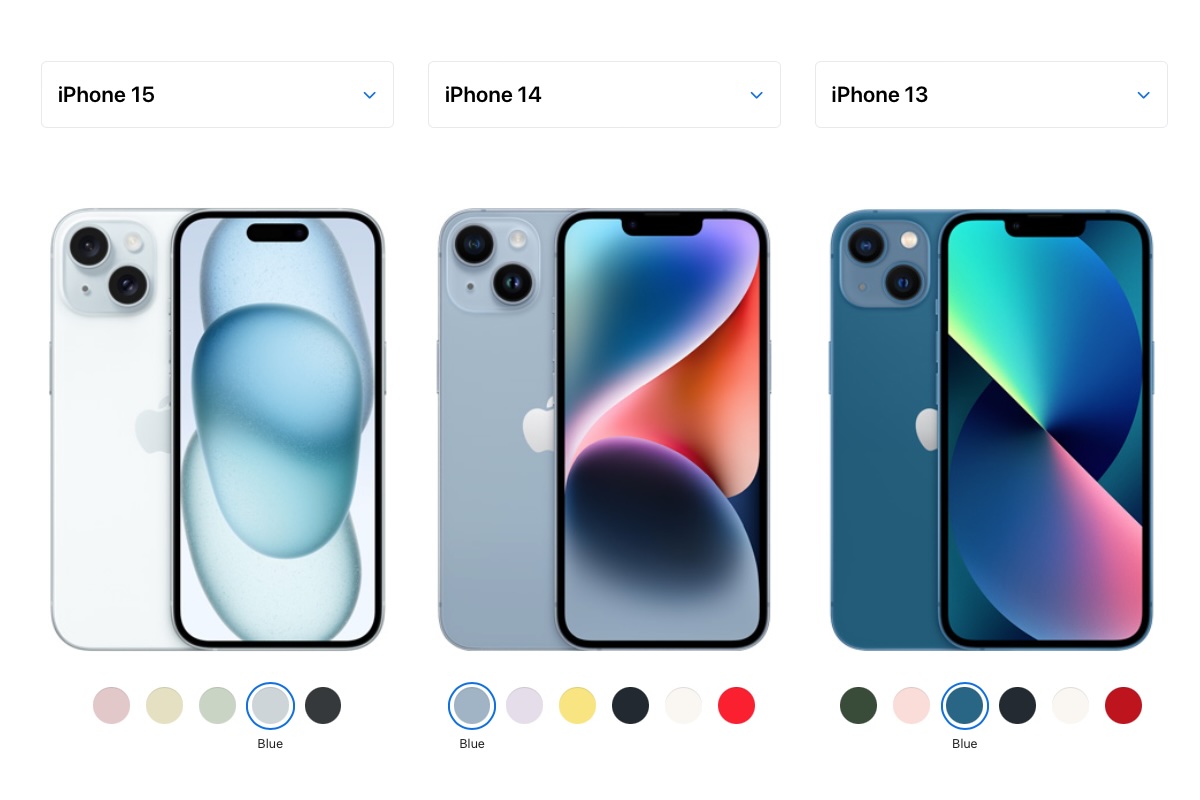 iPhone 15, 14, 13 Blue Shade Comparison