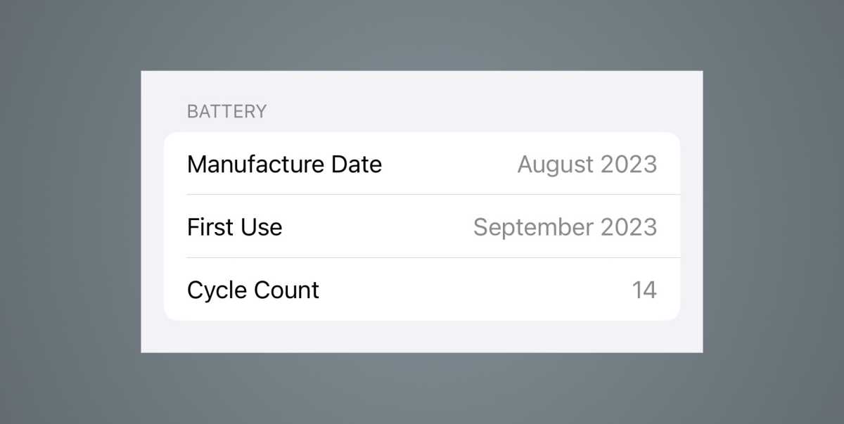 iPhone 15 battery stats