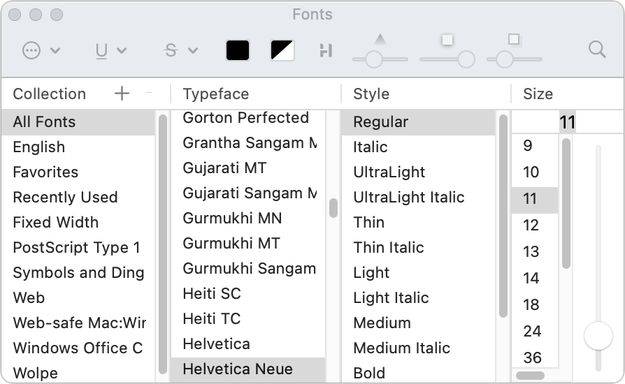 Pages Fonts