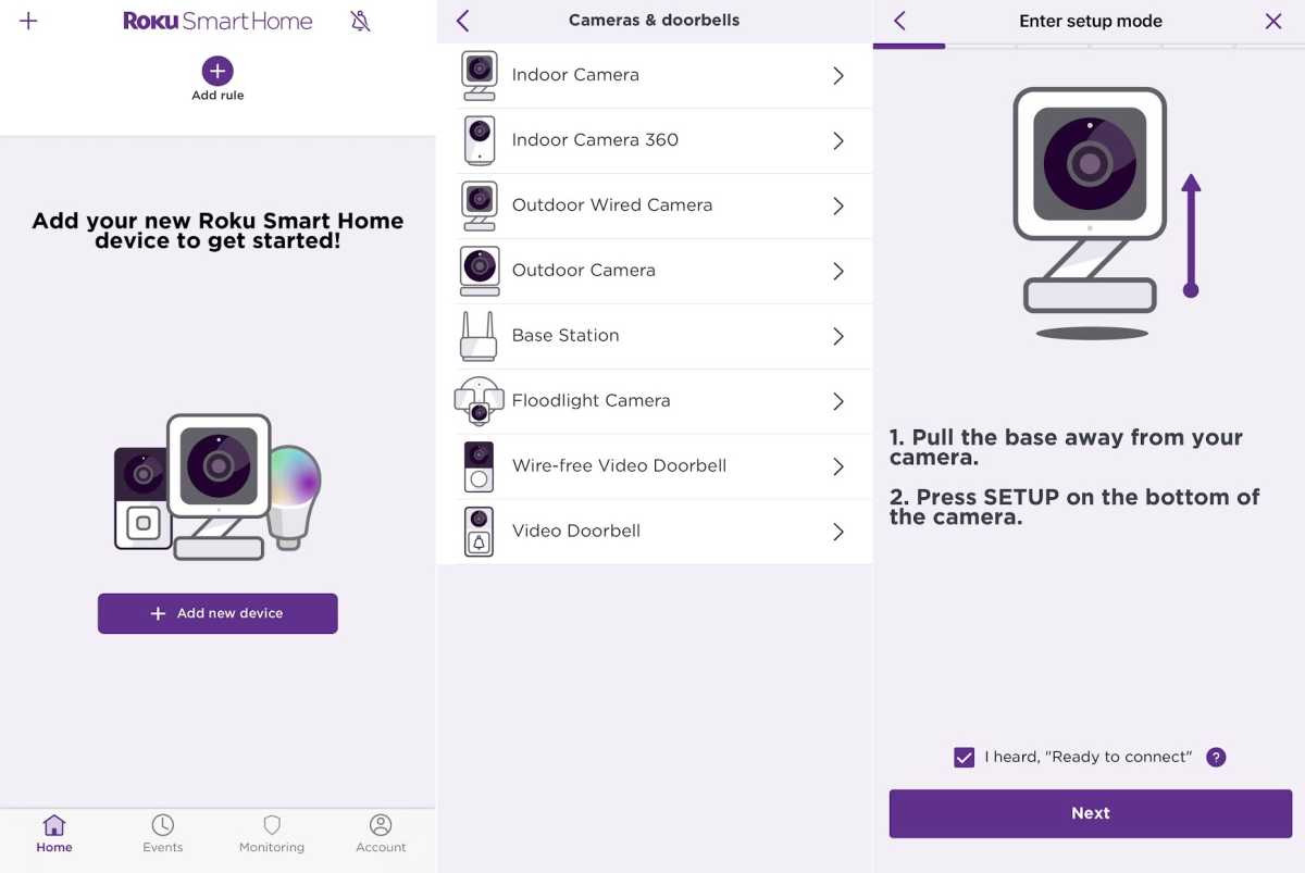 Adding a camera in Roku's Smart Home app