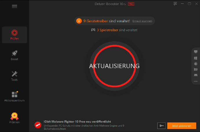 Achten Sie darauf, dass Ihre Treiber aktuell sind. Bei der Suche nach veralteten Versionen hilft Ihnen beispielsweise das Tool Driver Booster Free.