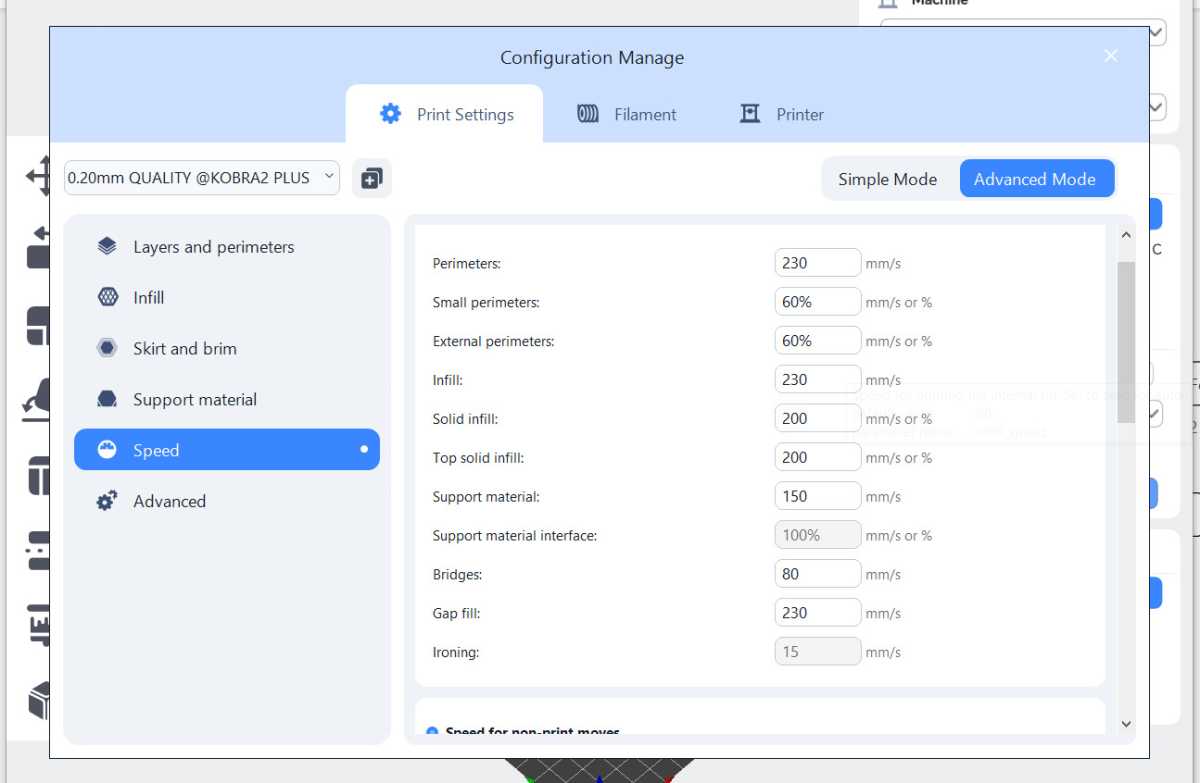 Anycubic Kobra 2 Plus review - Windows app settings