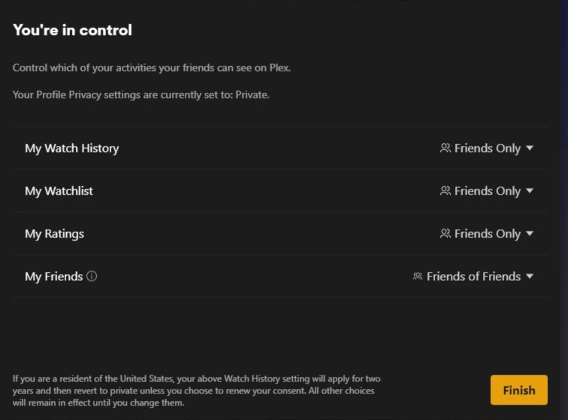 Plex Discovery Together privacy settings