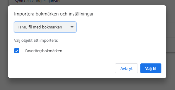 Chrome bokmärken exportera till annan dator