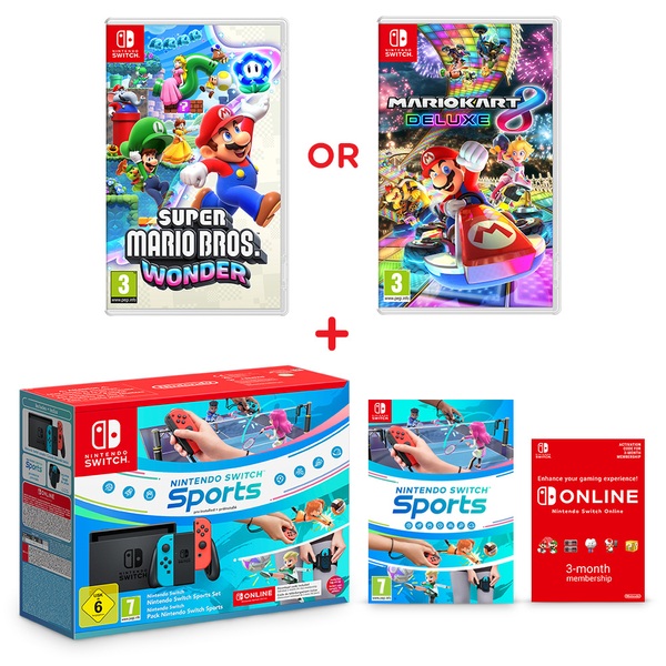 This Switch bundle comes with two games and three months of Nintendo Online membership