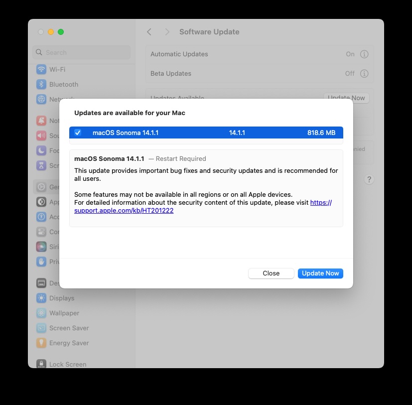 Software Update Sonoma