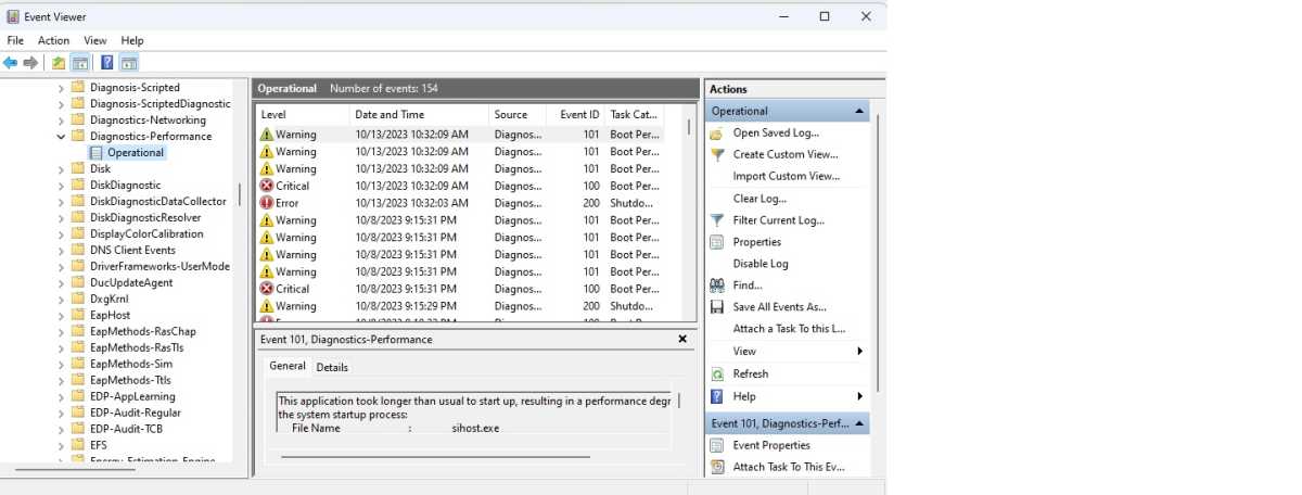 Windows event viewer