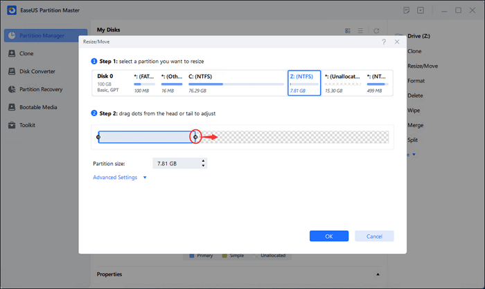 EaseUS Fix Extend Volume Greyed Out 2