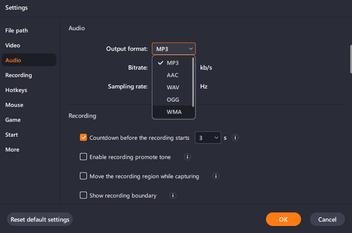 EaseUS Recexperts Settings