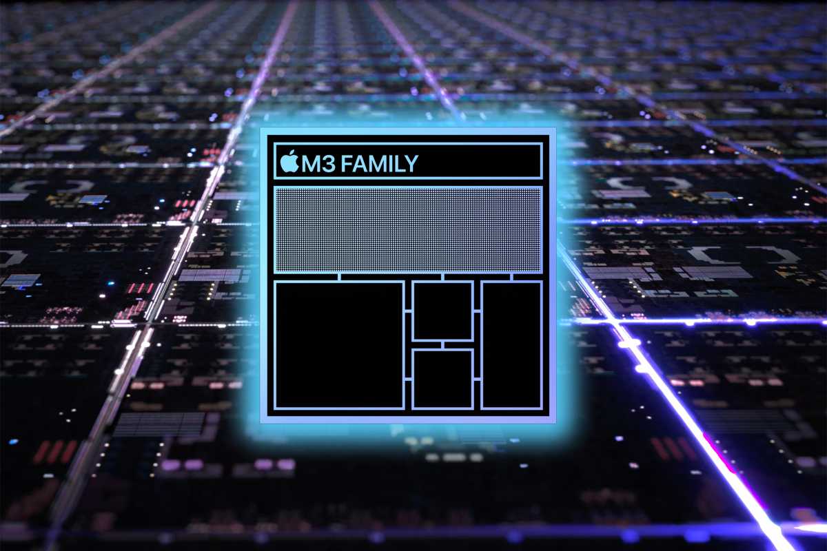 M3 chip against a platter of processors