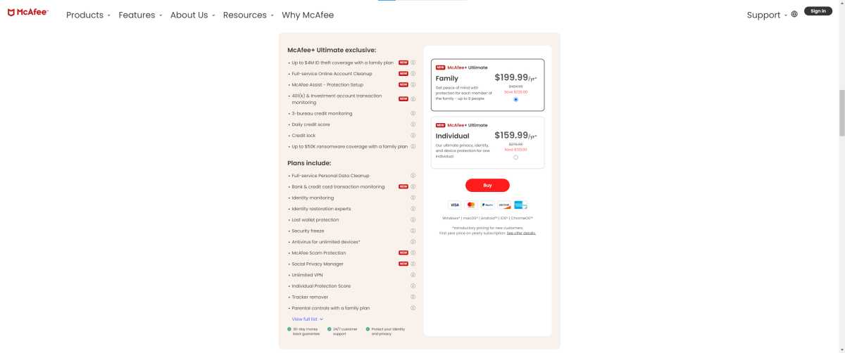 McAfee+ Ultimate pricing