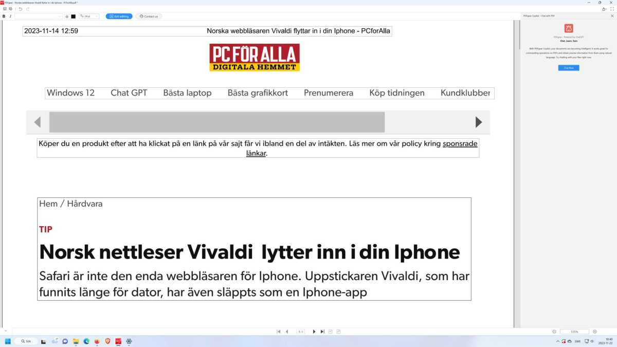 Redigera text och annat innehåll i pdf:er