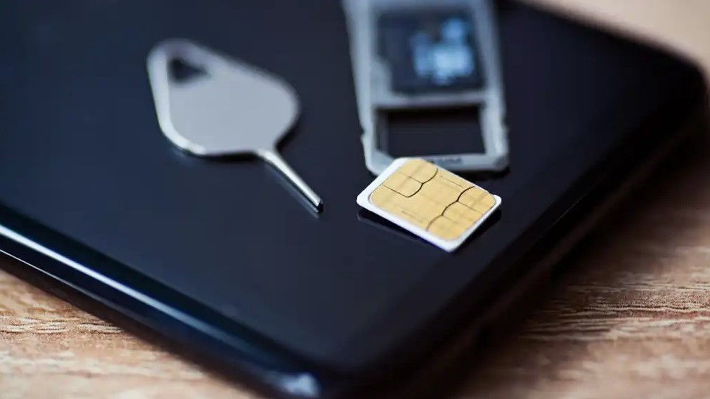 A SIM card on a phone