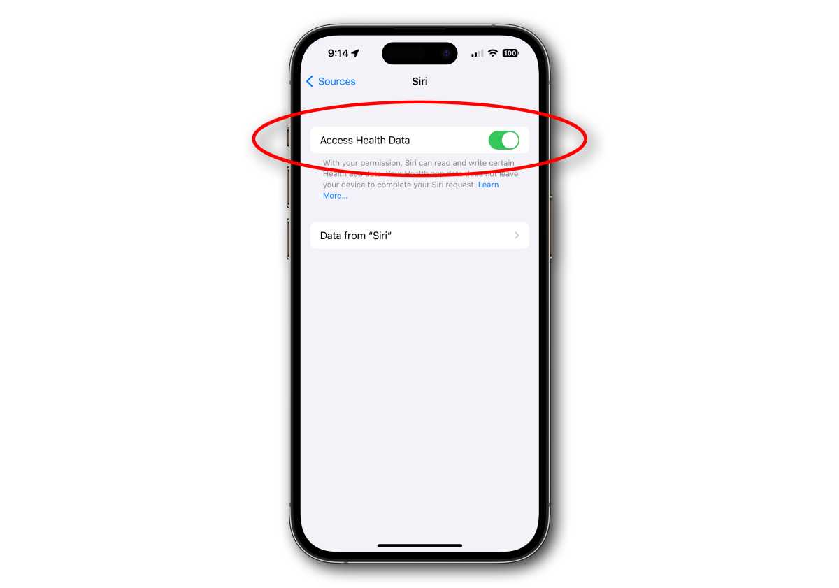 Siri Health Access setting