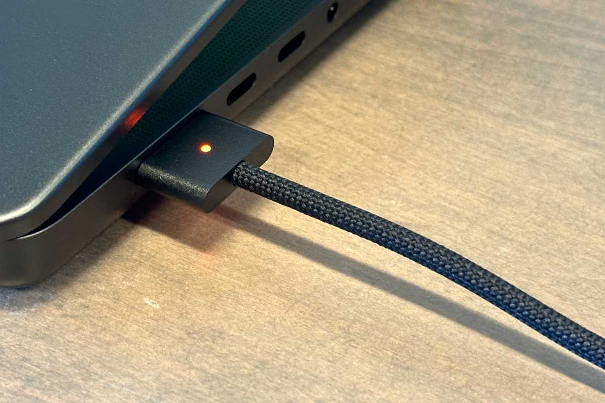 The Space Black MacBook Pro comes with a braided black MagSafe cable.