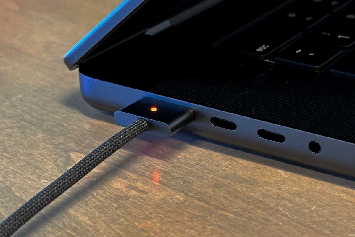 The Space Black MacBook Pro comes with a braided, black MagSafe cable.