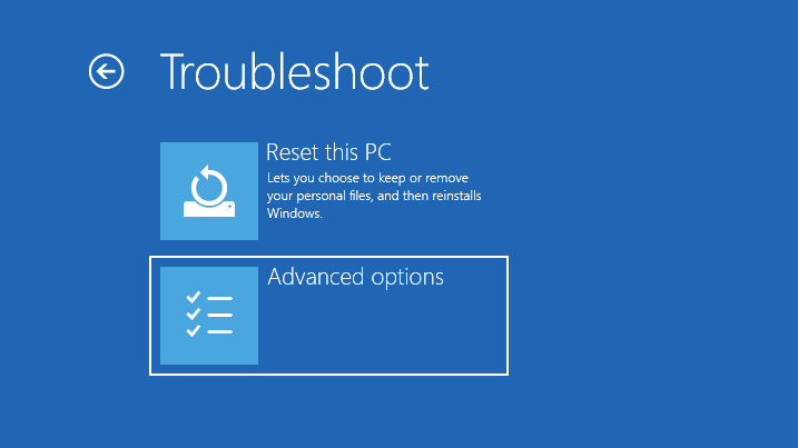 Windows Repair troubleshoot screen