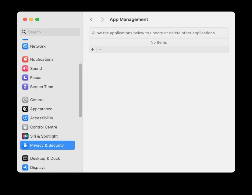 App Management macOS