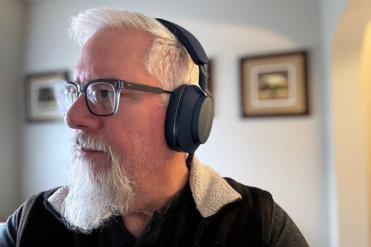 Author wearing Bowers & Wilkins Px7 S2e