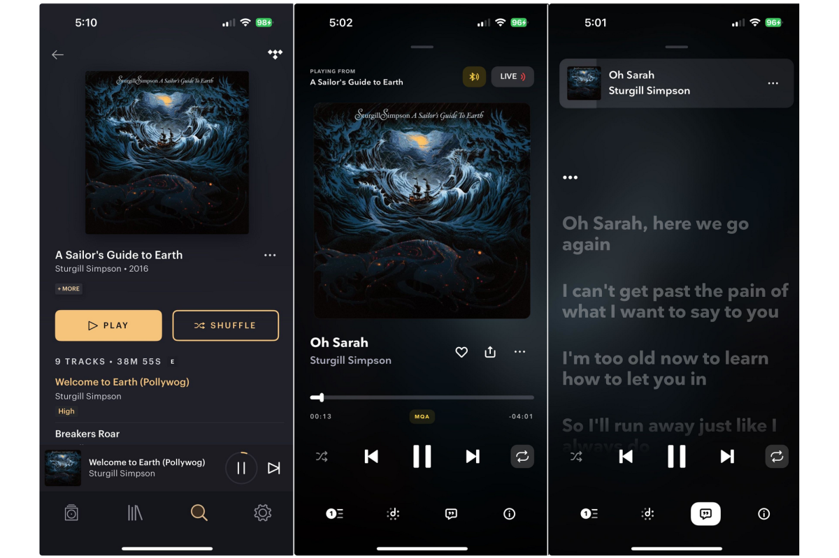 Bowers & Wilkins Music app screenshots