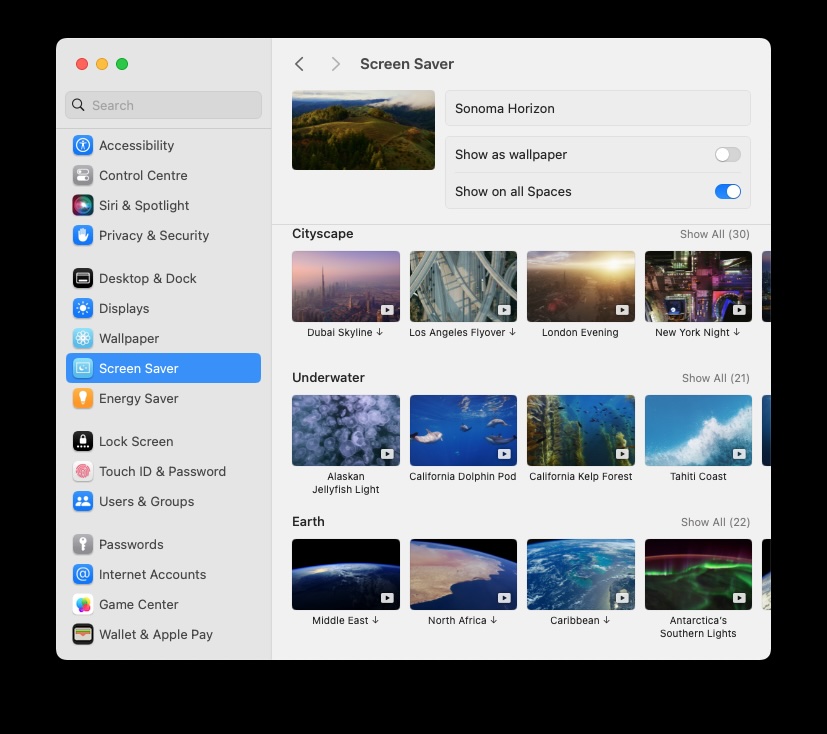 Change Screen Saver macOS
