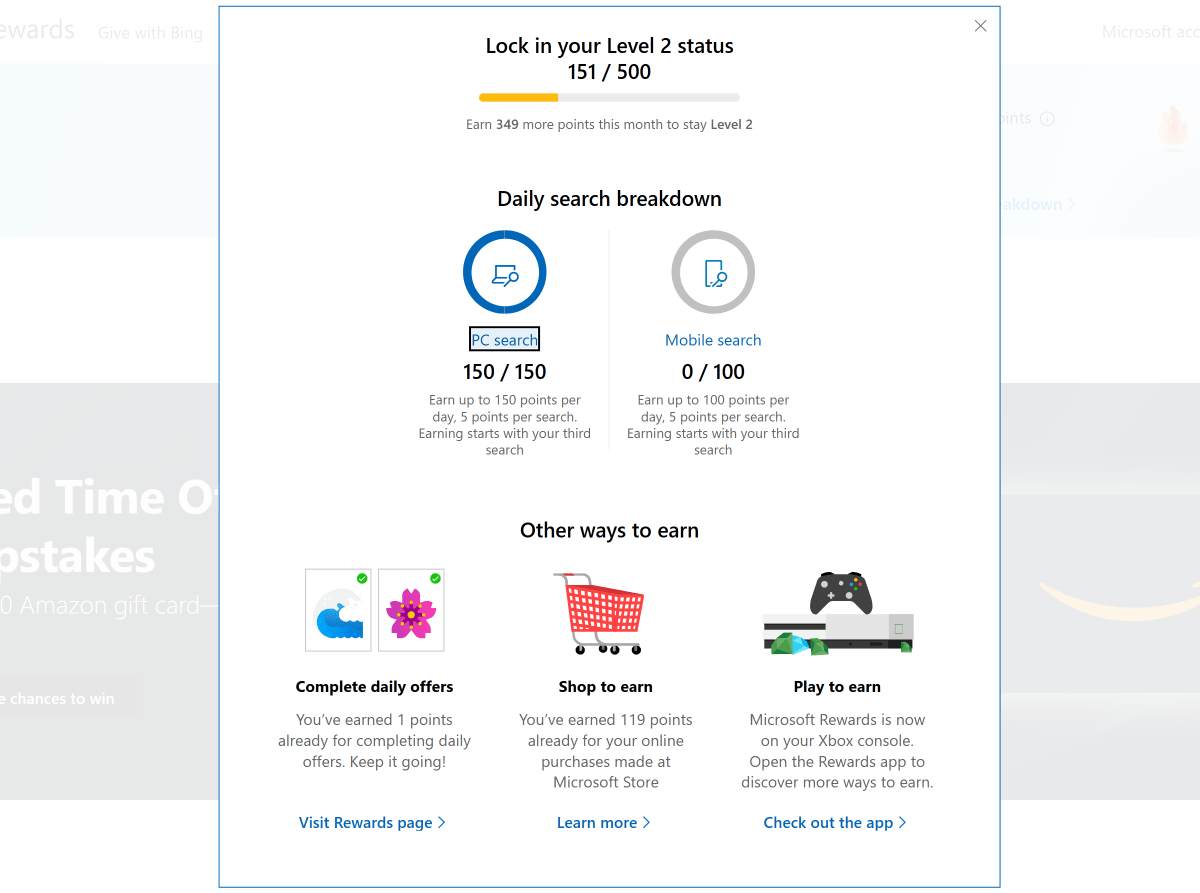 Microsoft Rewards points needed to redeem gift cards has increased