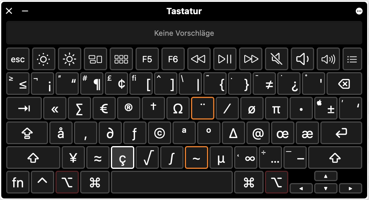 Tastaturübersicht