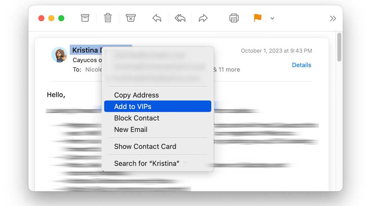 macOS Mail VIPs