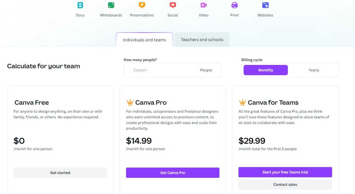 canva pricing