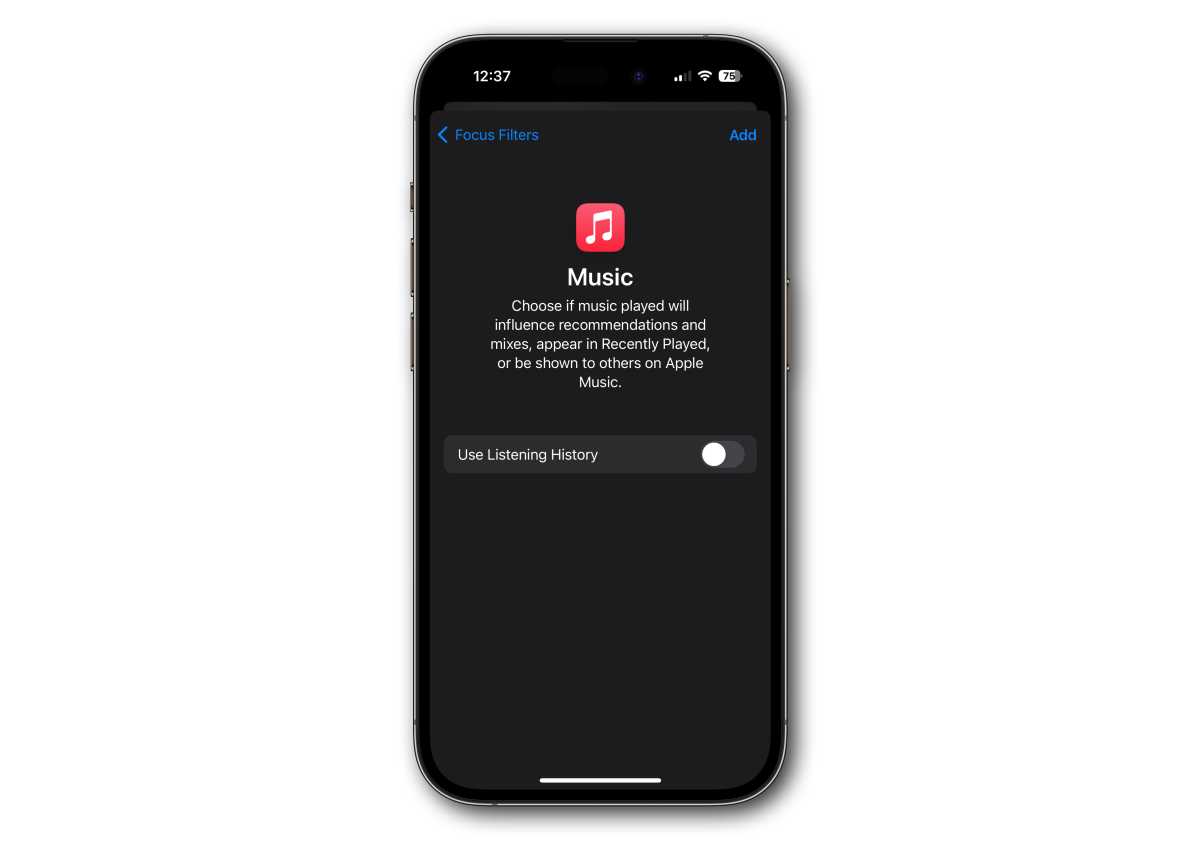 iOS 17.2 Music Focus
