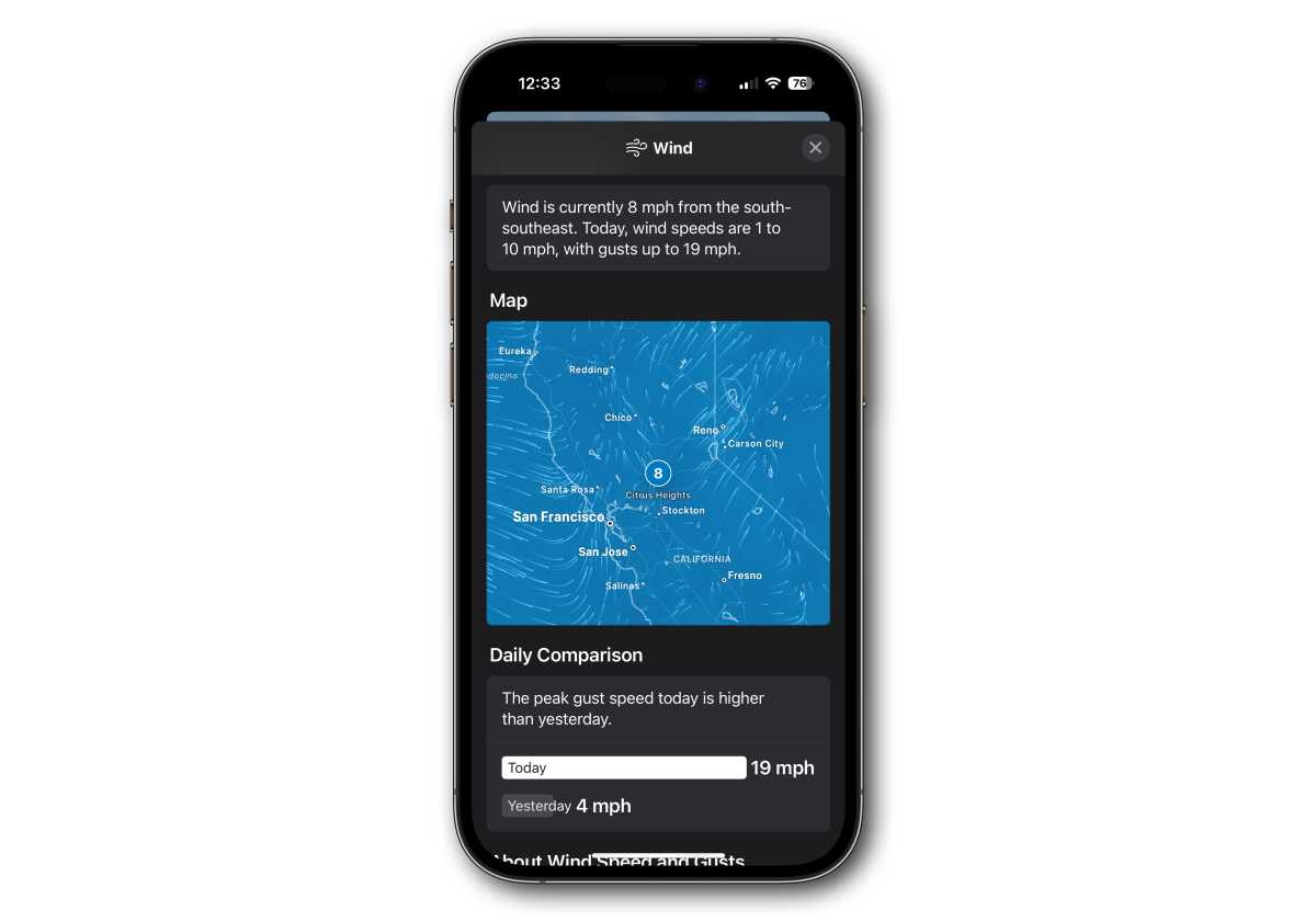 iOS 17.2 Wind Weather