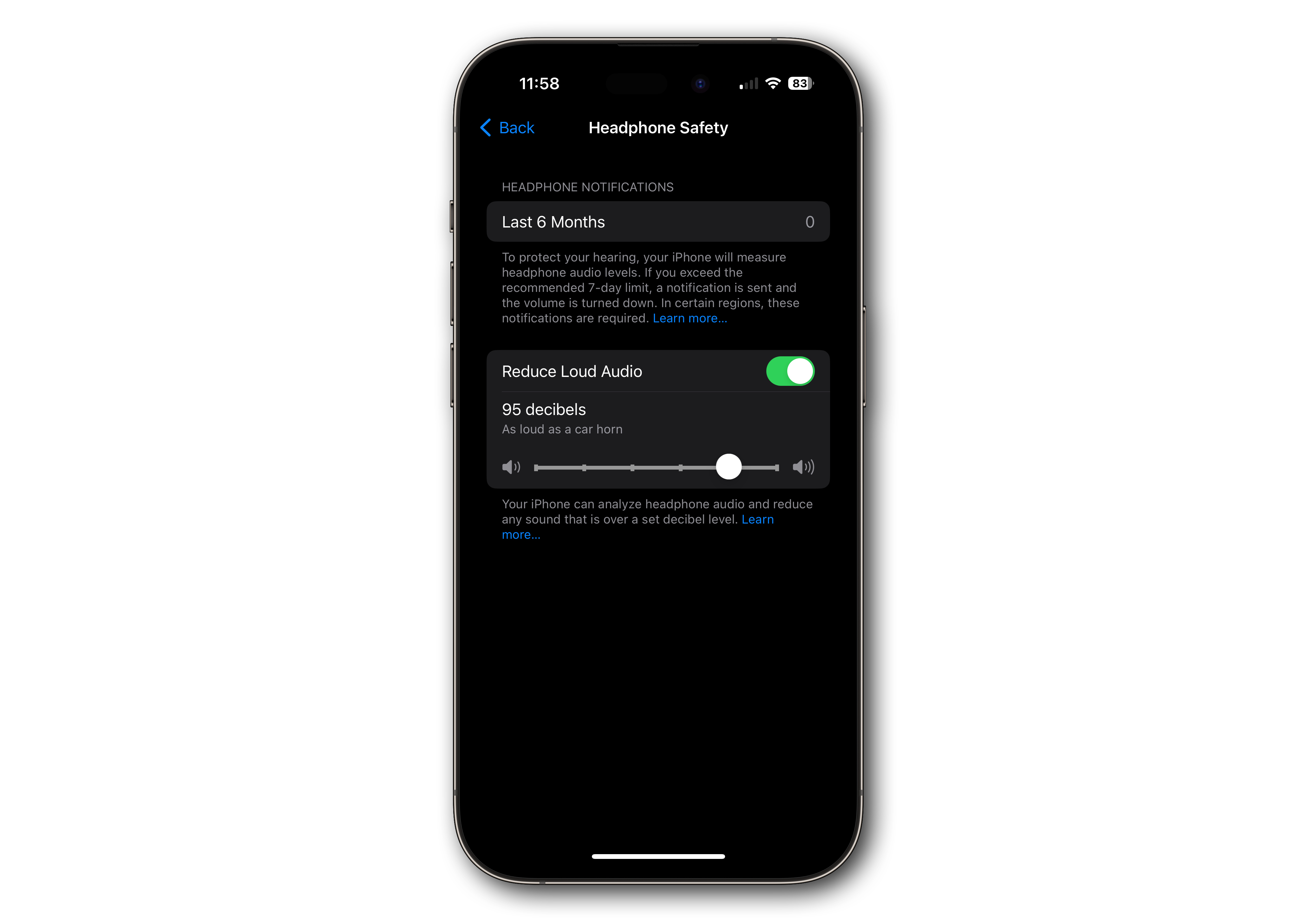 iphone reduces loud sound