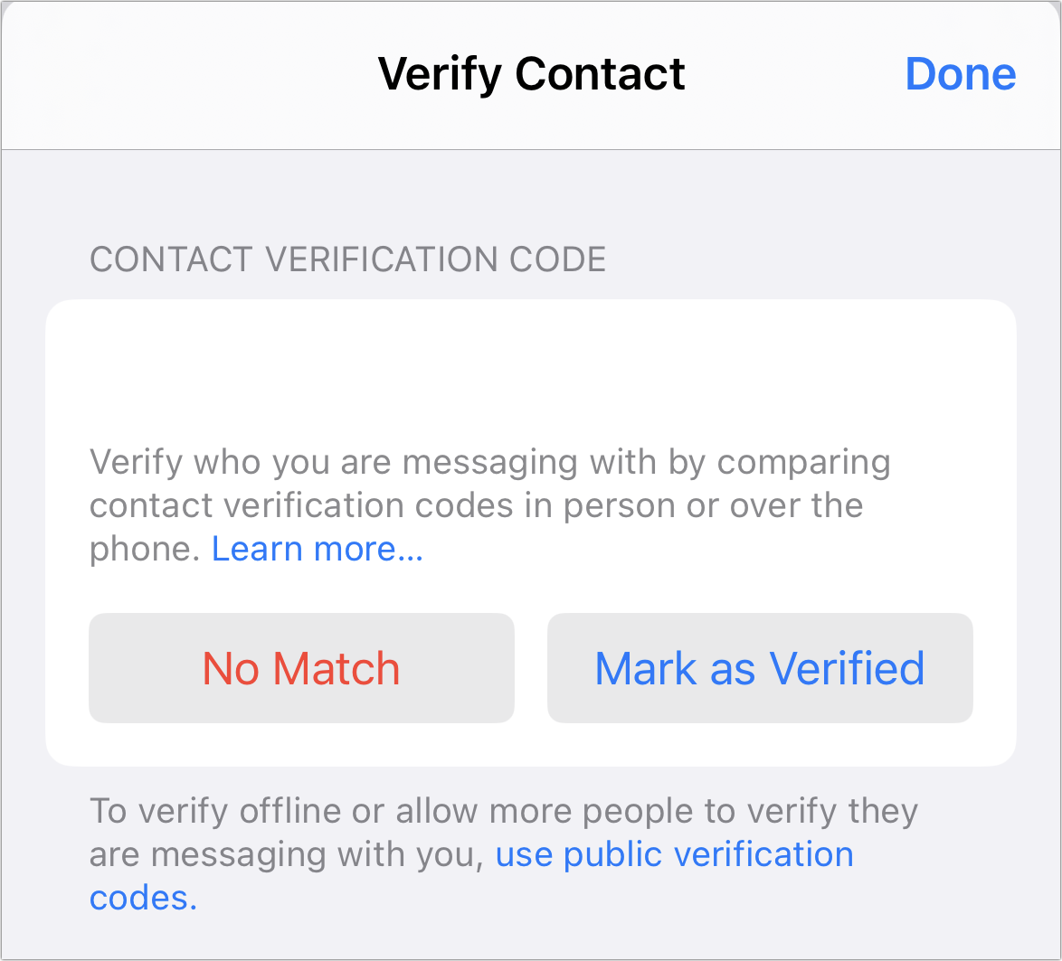 iOS verify contact
