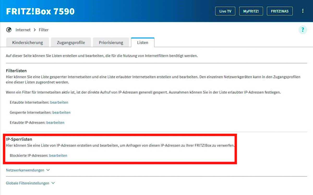 Fritzbox mit IPSperrliste gegen Angriffe schützen PCWELT