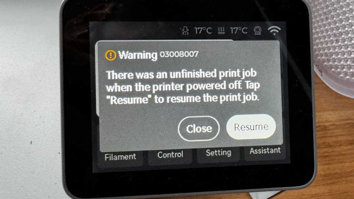 Bambu A1 review screen error message