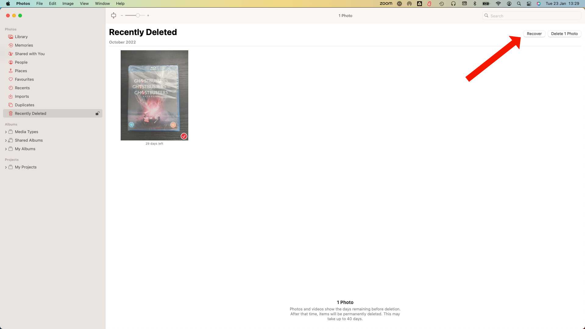 Recover a deleted photo on a Mac