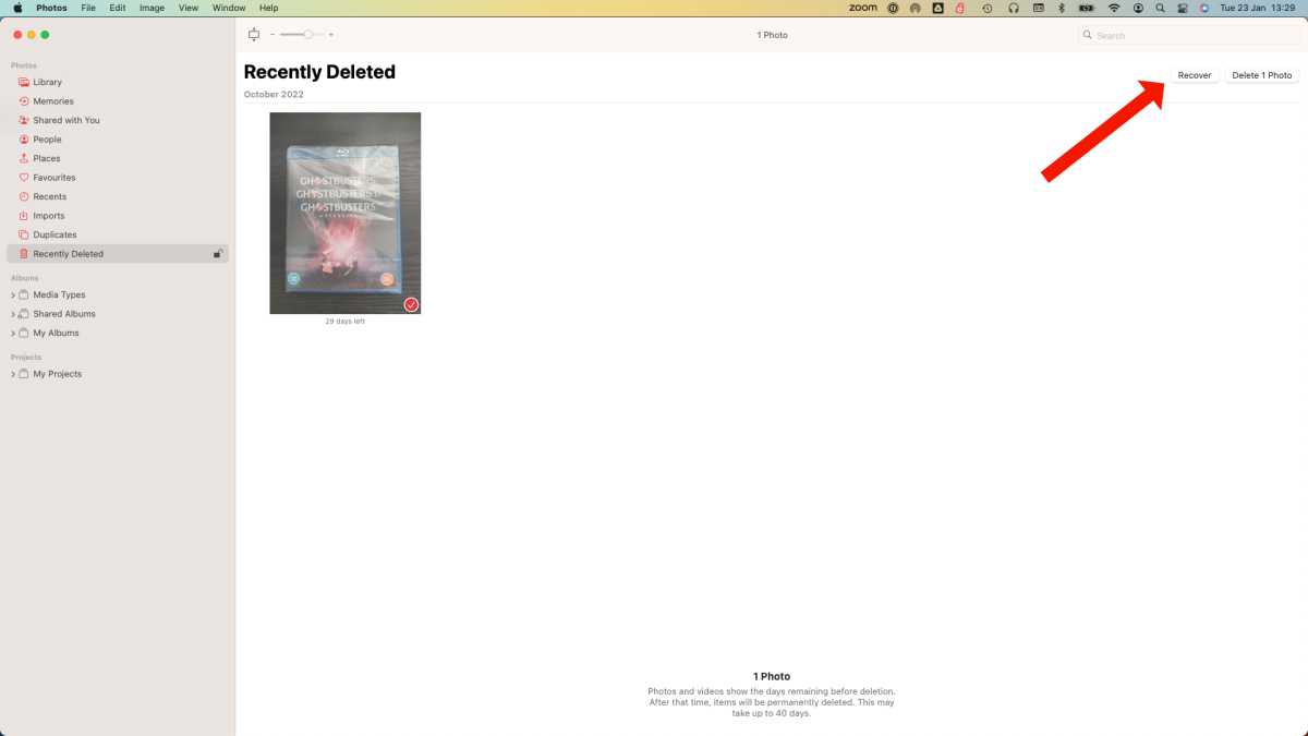 Recover a Deleted photo on a Mac