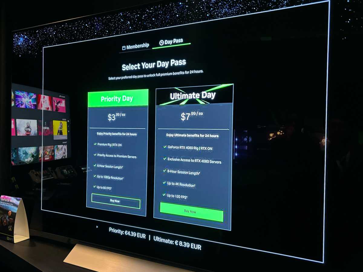 Nvidia GeForce Now day pass prices