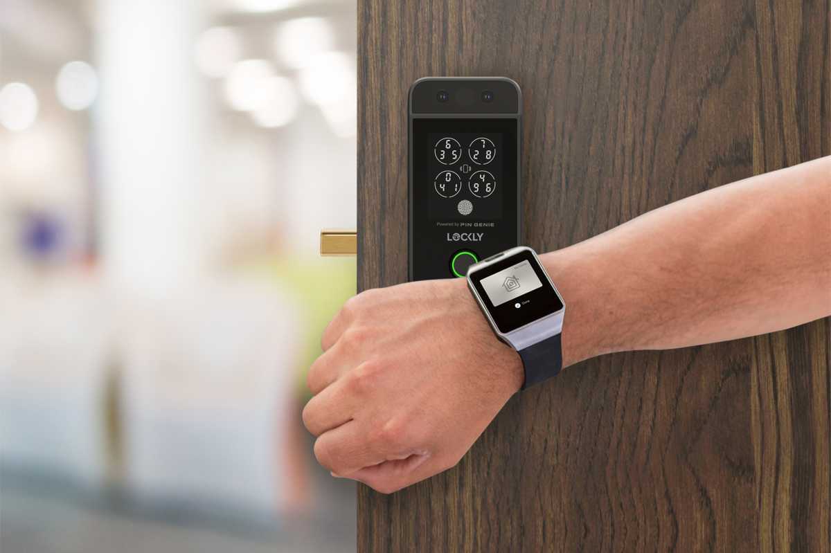 Lockly Visage smart lock opened with Apple Watch