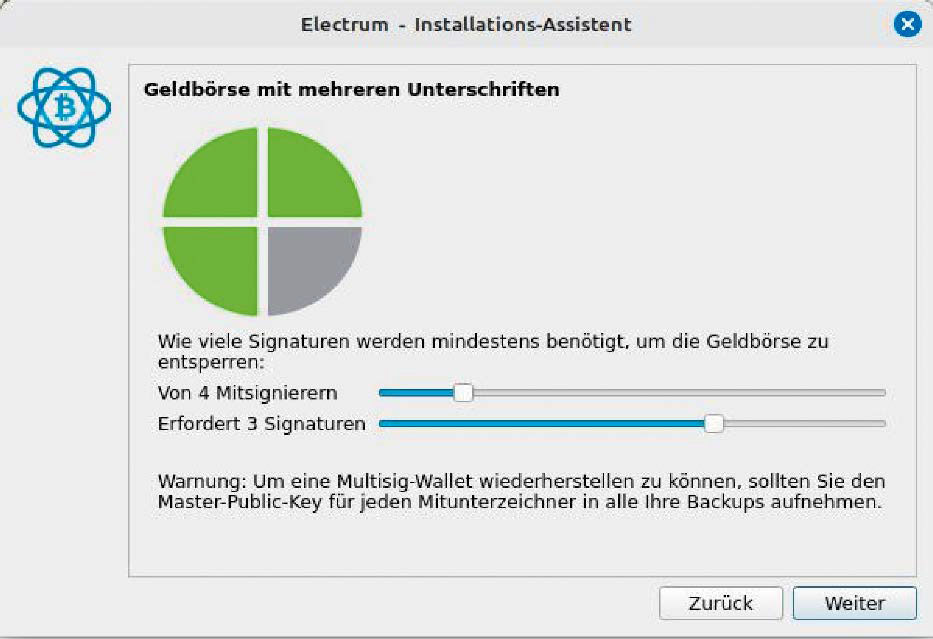 Mit der Wallet Electrum können Sie auch eine besonders sichere Multisig-Wallet anlegen, die für Transaktionen mehrere Schlüssel benötigt.