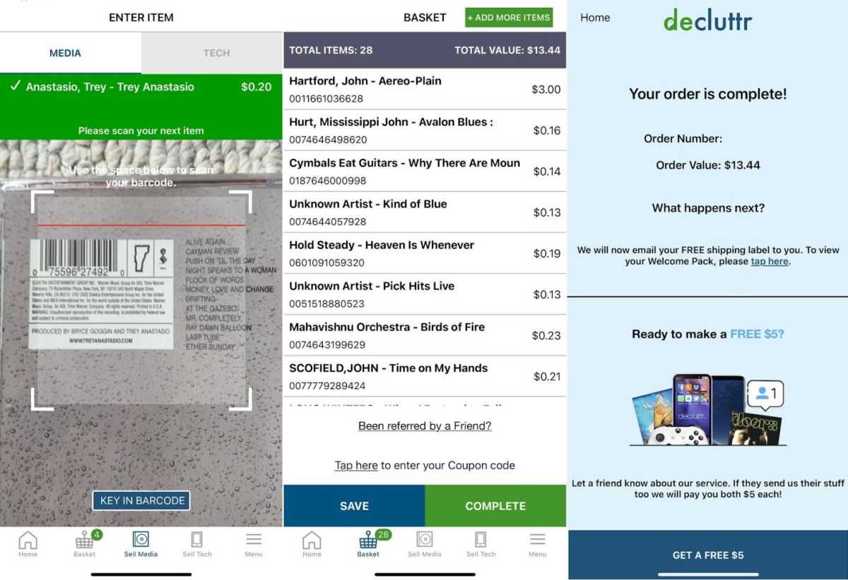 Scanning and selling discs in Decluttr's mobile app