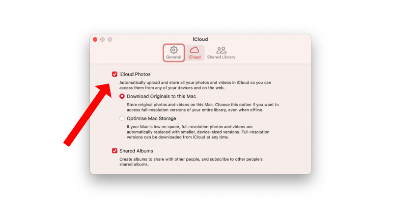 iCloud Photo Library setting on Mac
