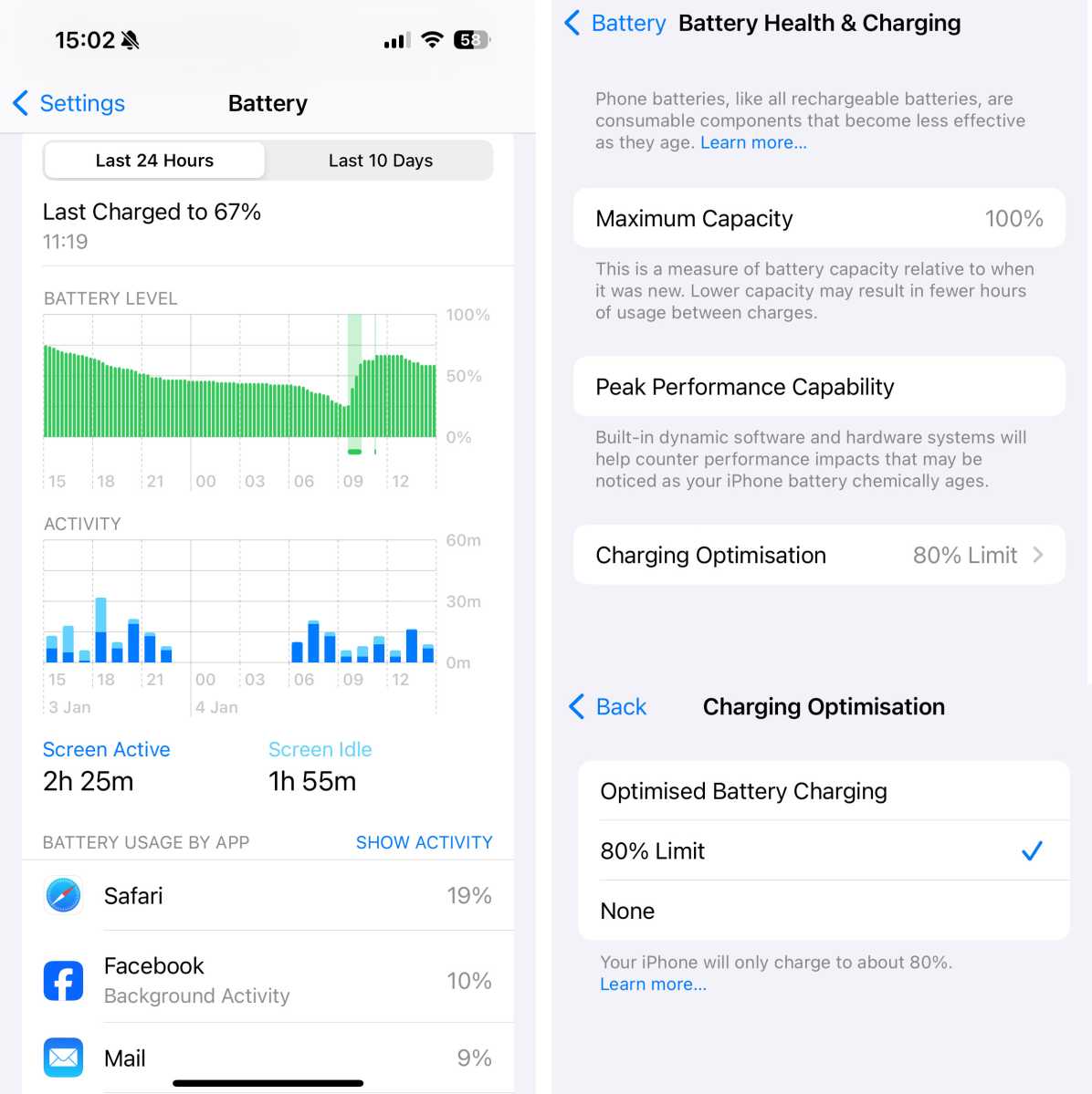 iPhone 15 Battery Optimizations Settings