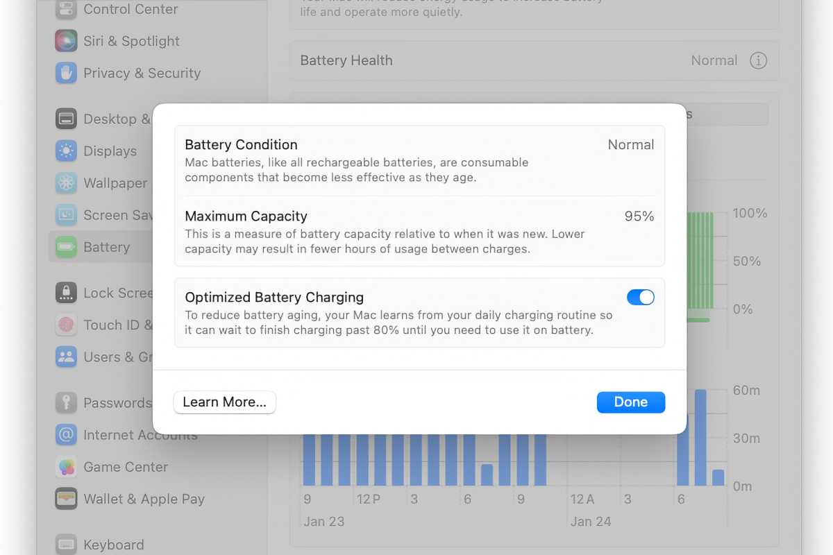 macOS Optimiize Battery Charging