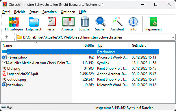 В более ранней версии Winrar konnten Angreifer über ein präpariertes Archiv Scripts auf den Rechner des Anwenders schmuggeln.