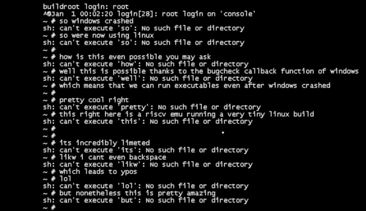 Windows crashes with blue screen... and then starts Linux: BugCheck2Linux BugCheck2Linux