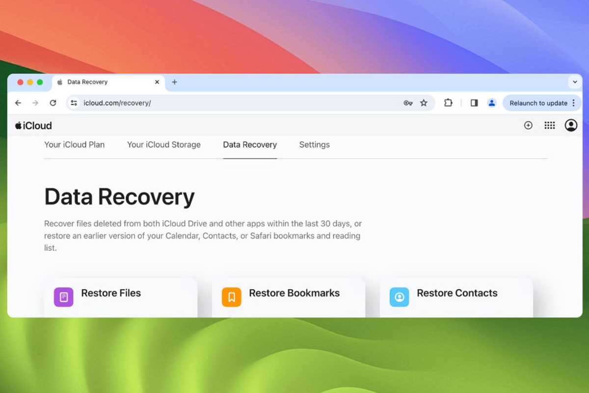 iCloud file recovery screenshot