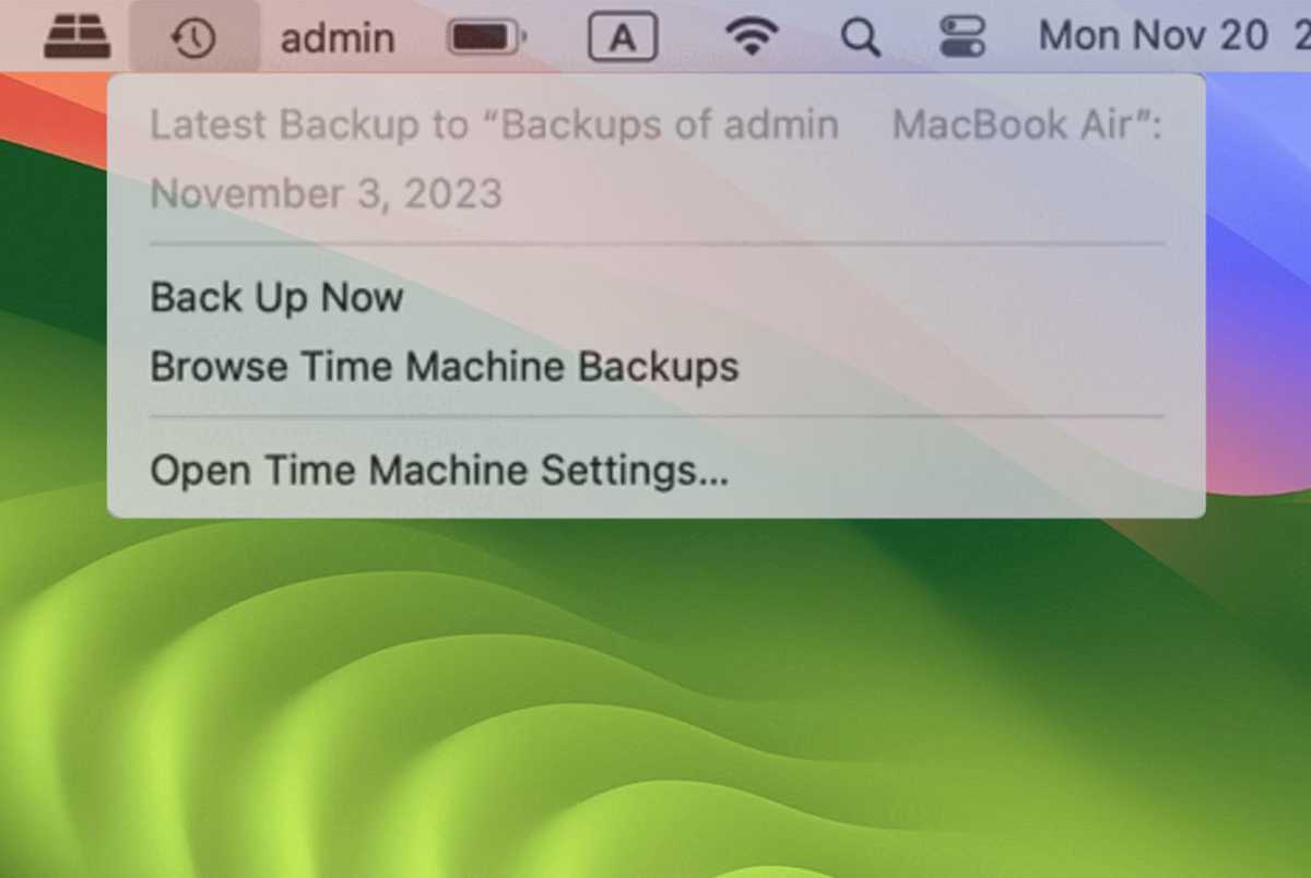 Browse Time Machine backups screenshot